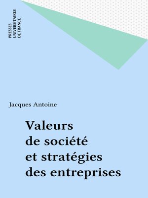 cover image of Valeurs de société et stratégies des entreprises
